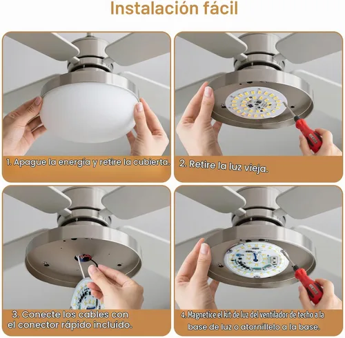 Vista 7 de Kit de Retrofit de Luz LED para Ventilador de Techo, 4 Pulgadas, Kit de Repuesto de Luz de Techo Motor PCB de Panel, 18W, 3CCT 3000K-4000K-5000K