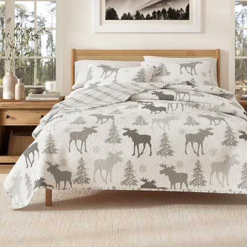 Vista 10 de Great Bay Home Juego de edredón de microfibra de 2 piezas Twin/Twin XL con fundas de almohada, diseño reversible de patchwork americano, juego