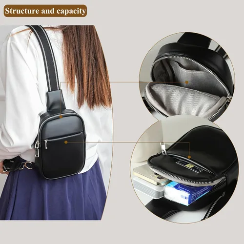 Vista 5 de Bolso bandolera pequeño, riñonera, cangurera, para teléfono celular, bolso de pecho, casual, mochila deportiva para mujeres y hombres