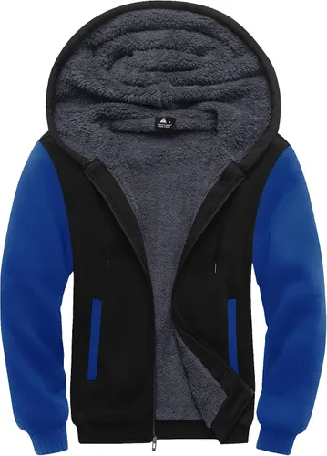 Vista 46 de SCODI Sudaderas con capucha para hombre, forro polar pesado, cremallera completa, forro de sherpa grueso, chaqueta con capucha