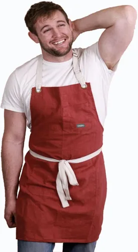 Vista 7 de Delantal de cocina de lino Caldo para cocinar - Delantal con peto de lino para hombres y mujeres para chef profesional, camarero o barista - Hueso