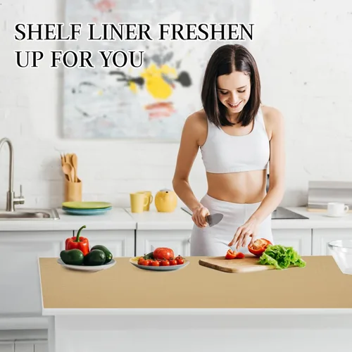 Vista 7 de Beautysaid Revestimiento de estante y cajón para armario de cocina, papel antideslizante no adhesivo, impermeable, lavable, grueso para tocador