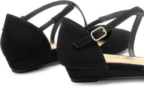 Vista 4 de DREAM PAIRS Zapatos planos de tacón bajo con correa de tobillo y punta puntiaguda para mujer, zapatos de vestir cómodos y casuales para negocios
