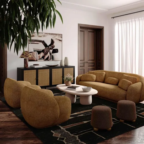 Vista 2 de Tov Furniture Taburete tapizado Jaine (marrón chocolate)