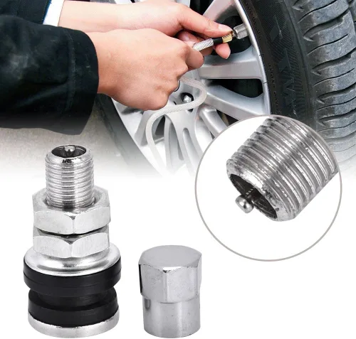 Vista 5 de 10Pack Metal Valve Stems TR161 Car Truck Bolt in Tire Tyre Valve Short Stems with Dust Cap Black for ATV Car Go-Kart Boat Trailer Motorcycle