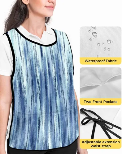 Vista 4 de Painting Brush Unisex Cobbler Apron with 2 Pockets Vest, Cleaning Smock Apron for Work Chef Kitchen - 1 Pack