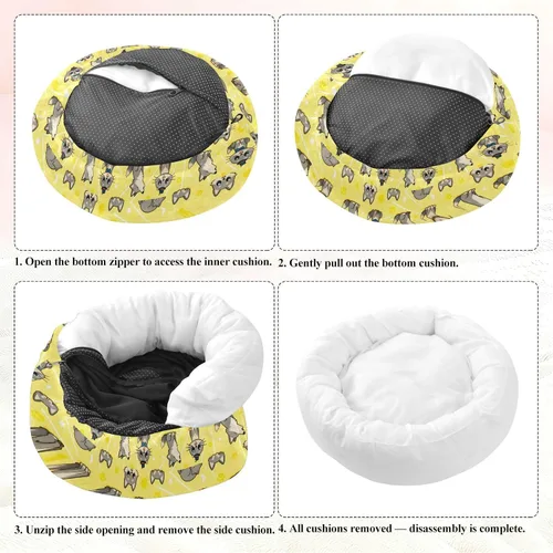 Vista 7 de Pet Dog Bed Donut Cuddler Fluffy Cat Pillow Bed for Medium Size Pets Sleeping XS Cute Wolves