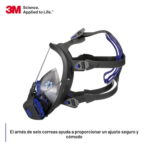 Vista 6 de 3M Secure Click Respirador reutilizable de cara completa con lente grande, diafragma de habla y comprobación de sellado de botón, FF-801