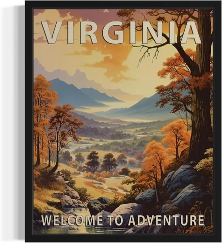 Vista 43 de Póster artístico de paisaje del estado de Alabama, decoración artística de paisaje retro de estados, pintura de montaña y paisaje de aventura