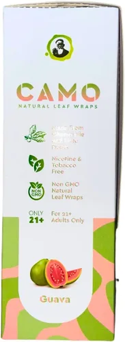 Vista 5 de Envolturas de hojas naturales afganas de camuflaje de varios sabores – 125 (25 x 5) envolturas de hojas por caja – (guayaba) con una calcomanía