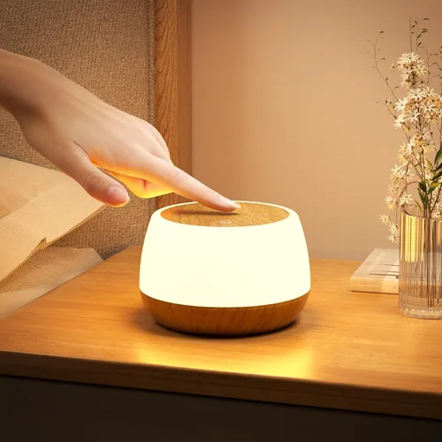 Vista 12 de Luz nocturna para niños, 3 modos y 9 colores cambiantes, lámpara de noche recargable sin interrupciones, lámpara de mesa táctil portátil