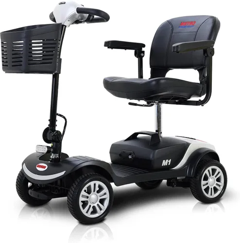 Vista 19 de Patinete de movilidad plegable de 4 ruedas – Scooter motorizado de capacidad de 300 libras para adultos, scooter médico eléctrico compacto