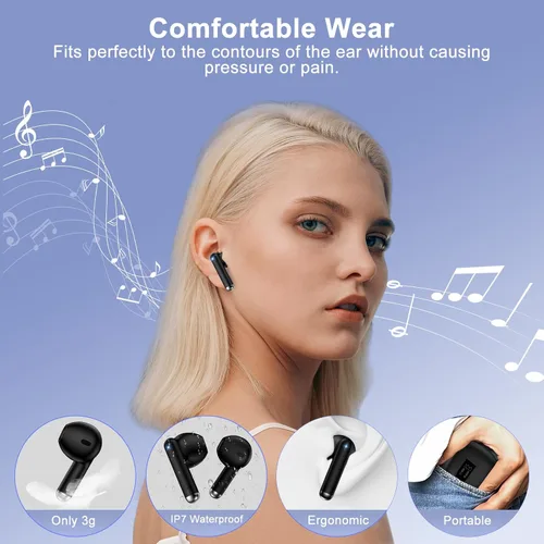 Vista 4 de Samsung - Auriculares inalámbricos Bluetooth para Samsung Galaxy A16 5G A17 A36 A56 A26 S25 Ultra FE A15 A35, auriculares impermeables con micrófono