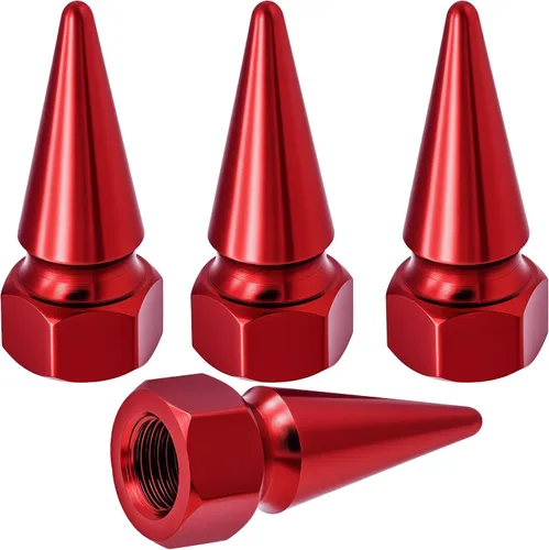 Vista 43 de 4 piezas de tapas de válvula de rueda con forma de punta, tapa de aire de aluminio para automóviles, cubiertas universales de válvula de rueda a