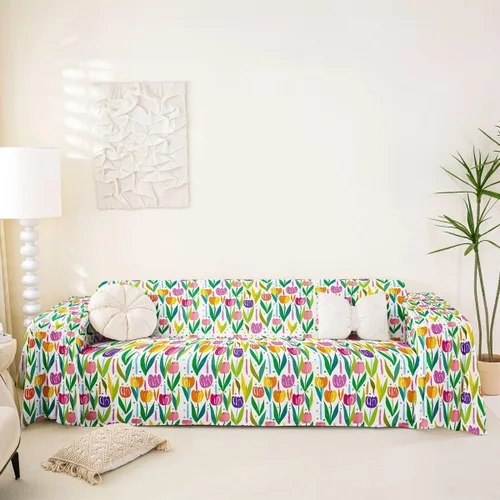 Vista 19 de Erosebridal Funda de sofá floral de 71 x 91 pulgadas, diseño de loto, antideslizante, acuarelas, diseño de hojas de flores azules, con pintura