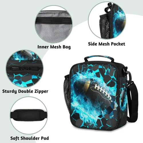 Vista 3 de Lonchera para niños – Lonchera aislada a prueba de fugas para niños y niñas, bolsa de almuerzo portátil para escuela, trabajo, picnic con correa