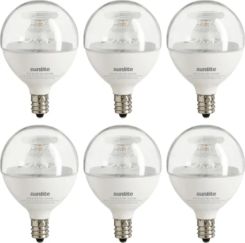 Vista 10 de Sunlite Bombilla LED G16.5, 7 vatios (equivalente a 60 W), 500 lúmenes, regulable, base de candelabro tipo G en forma de globo E12, bombillas Blanco