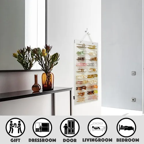 Vista 4 de Organizador de pinzas colgantes para el cabello, organizadores y almacenamiento para mujeres y niñas, soporte de pinzas para el cabello para pared