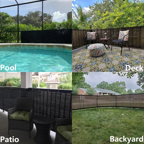 Vista 6 de POYEE - Cubierta de privacidad para balcón, color negro, 3 x 10 pies, para apartamentos y patios UV Protection Weather Resistant Shade Cloth for