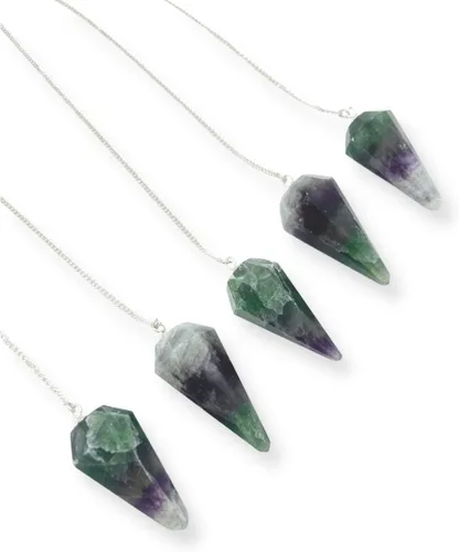 Vista 7 de GEMSCITE Lote de 5 piezas de péndulos de piedras preciosas de amatista a la moda, potente meditación psíquica, regalo de éxito psíquico, FengShui