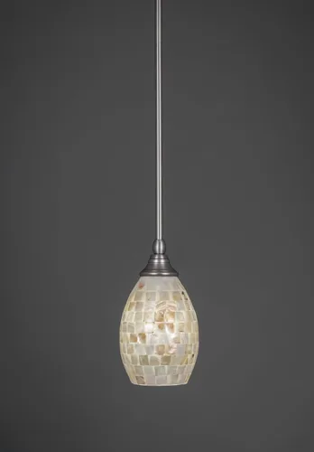 Vista 199 de Toltec Lighting Tallo Colgado Mini colgante, acabado de cobre negro, 3.5" cuadrado humo burbuja vidrio