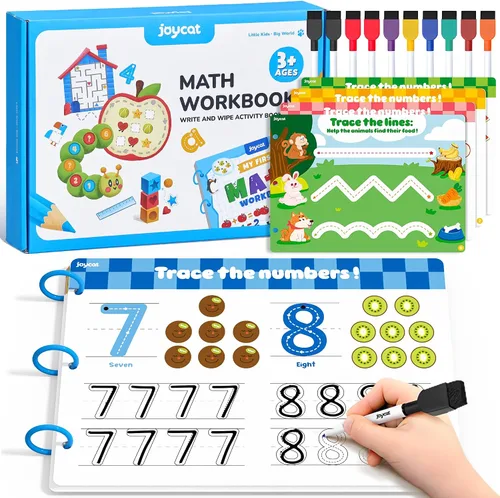 Vista 11 de JoyCat Actividades de Aprendizaje Preescolar 48 Páginas Reutilizables, Práctica de Escritura a Mano para Niños Pequeños, Libros de Trabajo