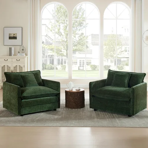 Vista 11 de 76.7" Cloud Couch for Living Room, Deep Seat Loveseat Sofa, Beige Breathable Chenille, 2-Seats Couch for Apartment Small Spaces, Pocket Spring
