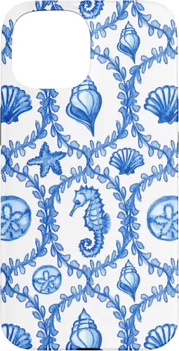 Vista 6 de iPhone 16 Coastal Granddaughter Blue Shells Starfish Seahorse Preppy Case