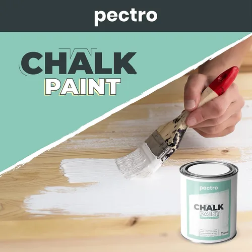 Vista 7 de Pintura de tiza para muebles 25 fl.Oz. (750ml) + Pincel especial de pintura de tiza - Pintura para muebles sin lijar ni imprimar - Pintura de tiza
