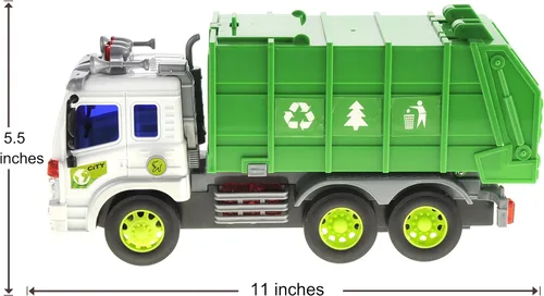 Vista 6 de PowerTRC Camión de basura de juguete con camión de basura, camión de basura alimentado por fricción para niños pequeños, camión de reciclaje