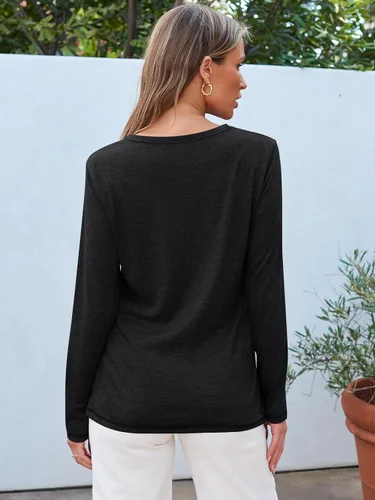 Vista 26 de SUNBS Paquete de 3 camisas de manga larga para mujer, ajuste holgado, ropa de otoño, ropa de moda 2025, camisetas básicas de entrenamiento, trajes