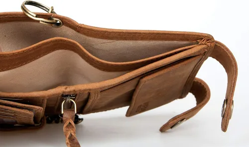 Vista 7 de Born to Ride Biker's RFID Cartera de cuero genuino con cadena de metal con moto, Marrón, Billetera triple