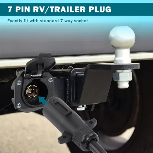 Vista 8 de CheeMuii 2 PCS Enchufe de remolque de 7 pines con sello impermeable, resistente, 7 vías redondas, estilo RV, conector de remolque de 7 puntos
