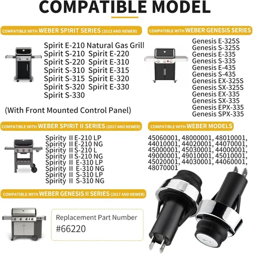 Vista 2 de Encendedor GS4 para Weber, GS4 Parrilla Encendedor Botón Pulsador Piezas de Repuesto para Weber #66220 Fit Weber GS4 Genesis II & Spirit II Gas