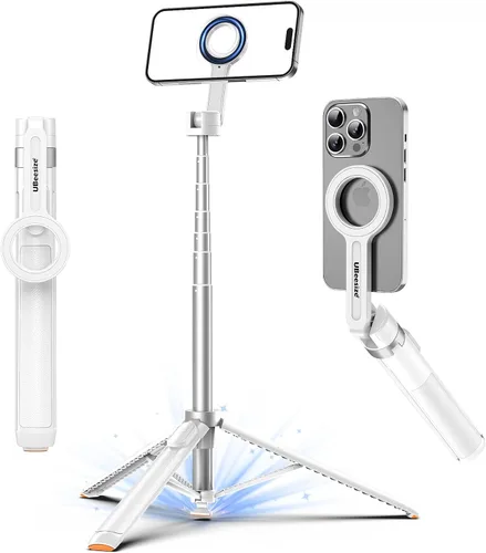 Vista 7 de UBeesize Trípode magnético de apertura automática de 70 pulgadas para iPhone, MagSafe Selfie Stick con control remoto, soporte de teléfono portátil