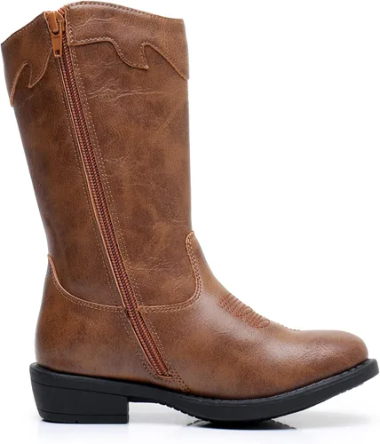 Vista 3 de Felabo Botas vaqueras para niños y niñas, con punta cuadrada occidental, botas vaqueras con tacón para caminar (bebéniño pequeñoniño grande)