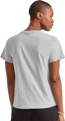Vista 2 de Hanes Camiseta de algodón original para mujer, camiseta clásica con cuello redondo, talla grande disponible
