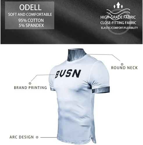 Vista 5 de BVSN - Camiseta para hombre, diseño de musculación, fitness, manga corta, para entrenamiento