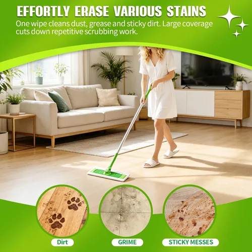 Vista 3 de 48 unidades de repuesto de almohadillas húmedas resistentes compatibles con trapeador Swiffer, paños desechables para limpieza de suelos