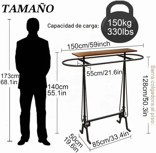 Vista 2 de Perchero redondo para ropa, estante de ropa comercial de pie, perchero ovalado de hierro para colgar ropa, para dormitorios, exhibición de Negro