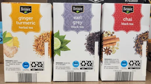 Vista 2 de Benner Tea Co Assorted - Bolsas de té de jengibre y cúrcuma, Earl Grey, Chai (tres cajas)