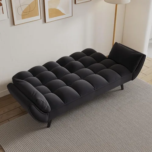 Vista 4 de 57" Sofa Sleeper Couch Daybed Velvet Loveseat Sofa Bed for Living Room, Modern Minimalist Tufted Comfy Sofa 2 Seat, Adjustable Small Couches for