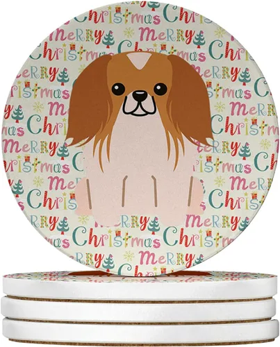 Vista 55 de Abyssinian Sand Terrier Merry Christmas - Posavasos grandes de piedra arenisca (4 unidades)