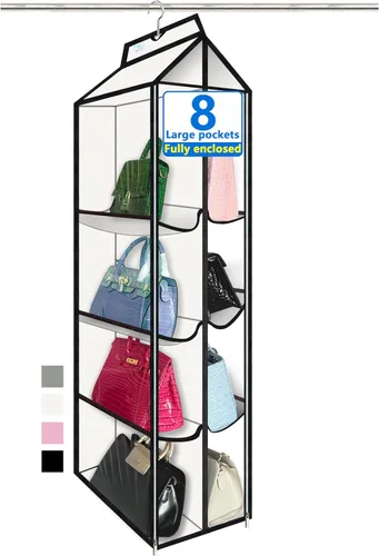 Vista 12 de Organizador de bolso, nuevo mejorado más grande, organizador de bolso para armario, ganchos resistentes, almacenamiento de bolso, material duradero