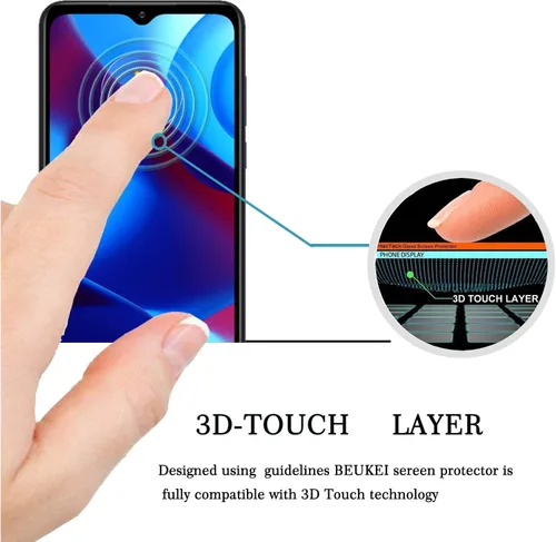 Vista 2 de Protector de pantalla de vidrio templado compatible con Motorola Moto G Pure (6.5 pulgadas), sensible al tacto, compatible con fundas, dureza 9H