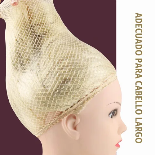 Vista 3 de FANDAMEI Red de gorras de peluca, 4 gorras de malla de malla con extremo abierto, gorra de peluca marrón claro para mujeres, gorras de malla
