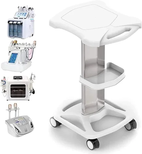 Vista 12 de Carrito de salón rodante - Carro móvil de aluminio con soporte para carritos rodantes médicos para cavitación ultrasónica, máquina RF, estante