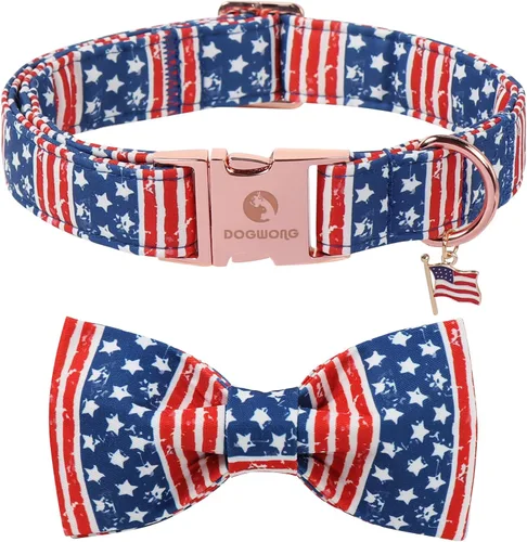 Vista 76 de DOGWONG Collar de otoño para perro con lazo, collar de moño para perro de Acción de Gracias, collar ajustable de algodón de otoño con hoja de arce
