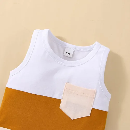 Vista 39 de Conjunto de ropa casual de manga corta con botones y pantalones cortos de lino para bebés y niños pequeños