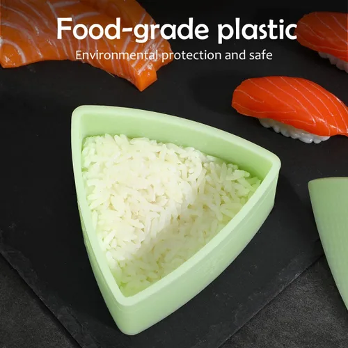 Vista 3 de UPKOCH Molde de sushi triangular, fabricante de bolas de arroz, prensa antiadherente para onigiri, fabricante de moldes de sushi, verde claro